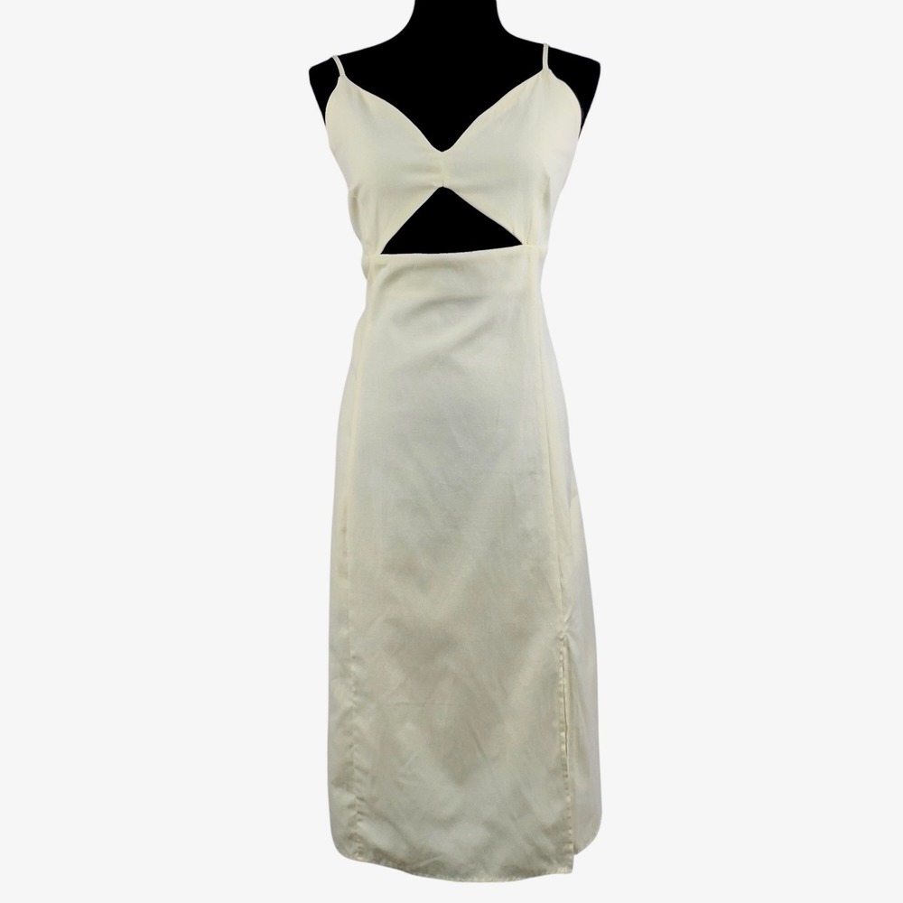 Melrose And Market Midi Cutout Slip Dress Soft Yellow‎ Elfin Size XL Beach Vaca